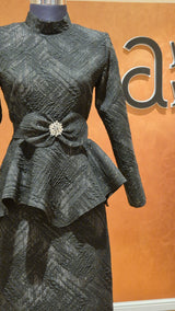 Volanlı Brokar Elbise