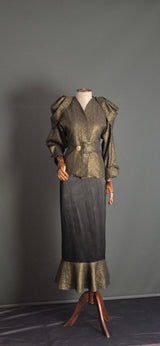 Goldlu ceket siyah etek takım